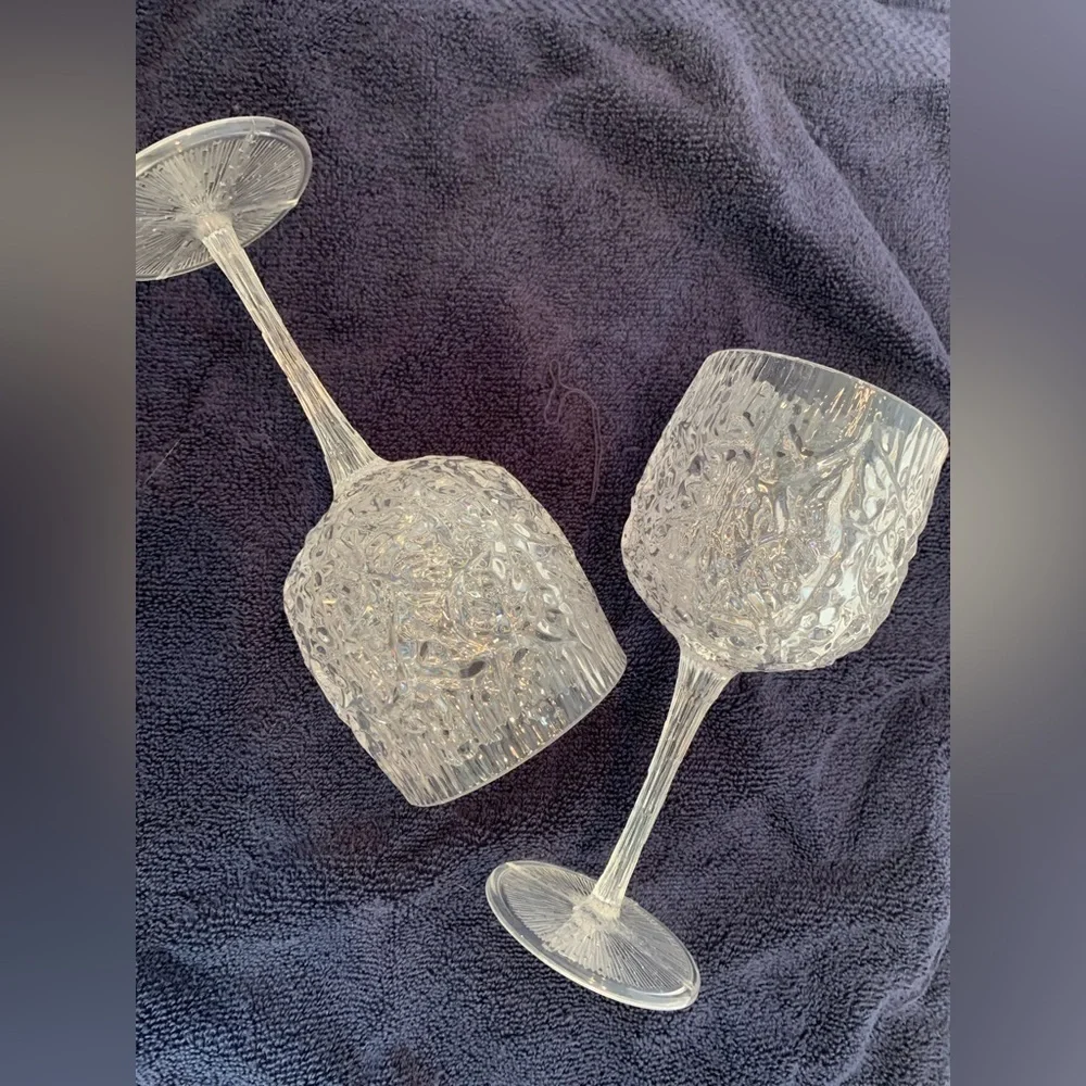Vintage Lucite “Cracked Ice” Wine Glasses Set of 2